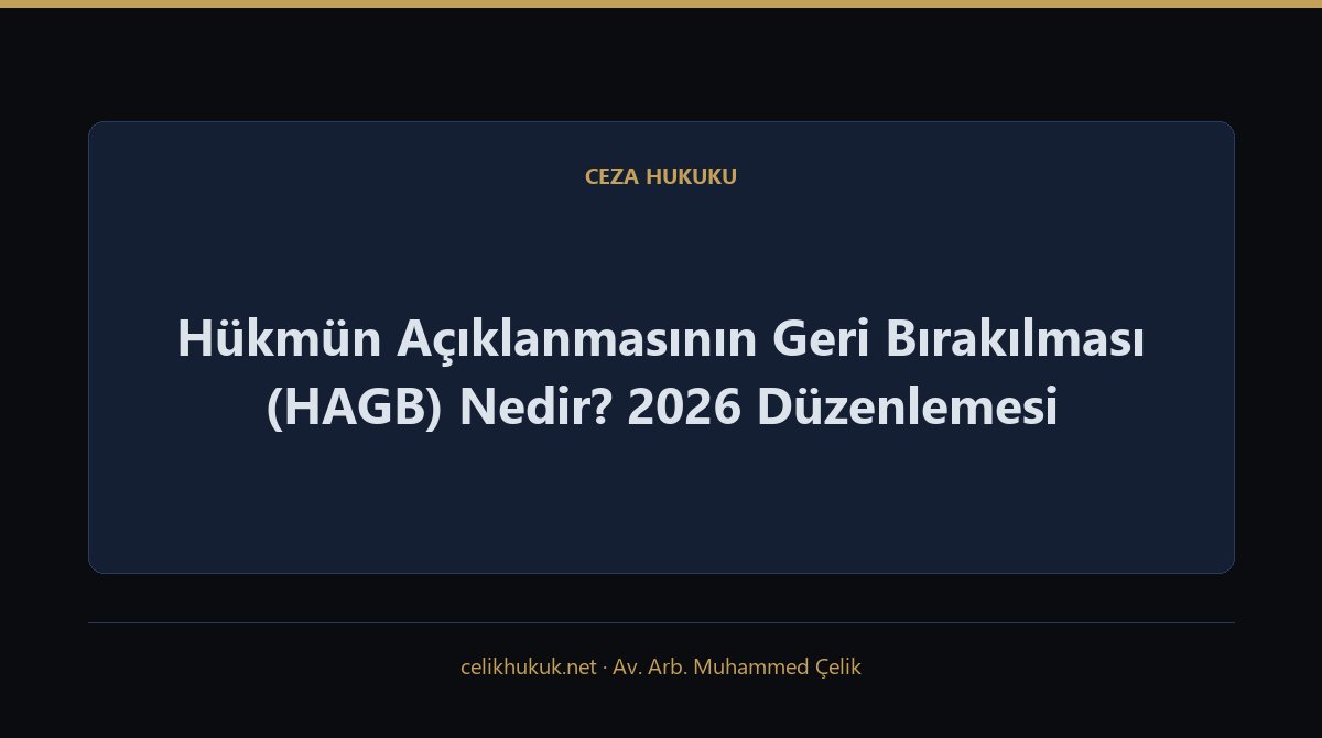 Hükmün Açıklanmasının Geri Bırakılması (HAGB) Nedir? 2026 Düzenlemesi — Ceza Hukuku · Av. Arb. Muhammed Çelik