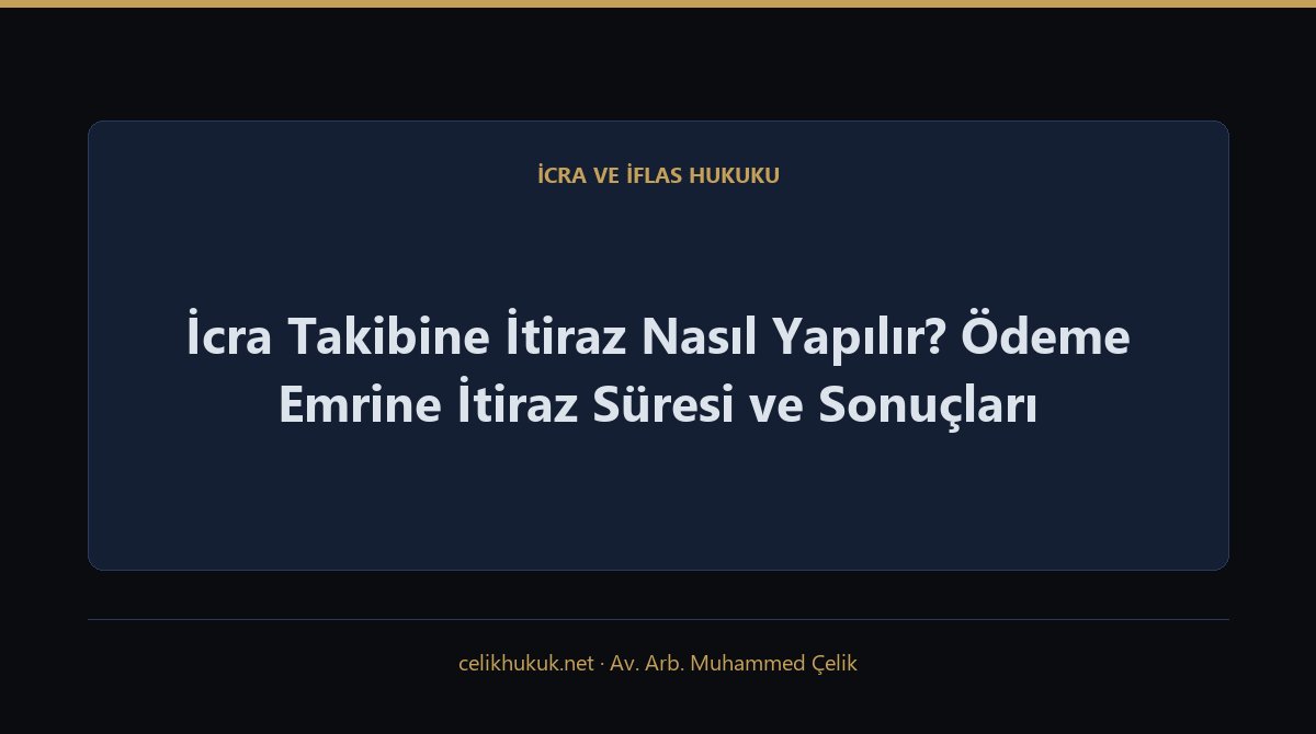 İcra Takibine İtiraz Nasıl Yapılır? Ödeme Emrine İtiraz Süresi ve Sonuçları — İcra ve İflas Hukuku · Av. Arb. Muhammed Çelik
