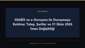 SEGBİS ve e-Duruşma ile Duruşmaya Katılma: Talep, Şartlar ve 31 Ekim 2026 İmza Değişikliği — Usul Hukuku · Av. Arb. Muhammed Çelik