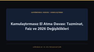 Kamulaştırmasız El Atma Davası: Tazminat, Faiz ve 2026 Değişiklikleri — Gayrimenkul Hukuku · Kamulaştırma · Av. Arb. Muhammed Çelik